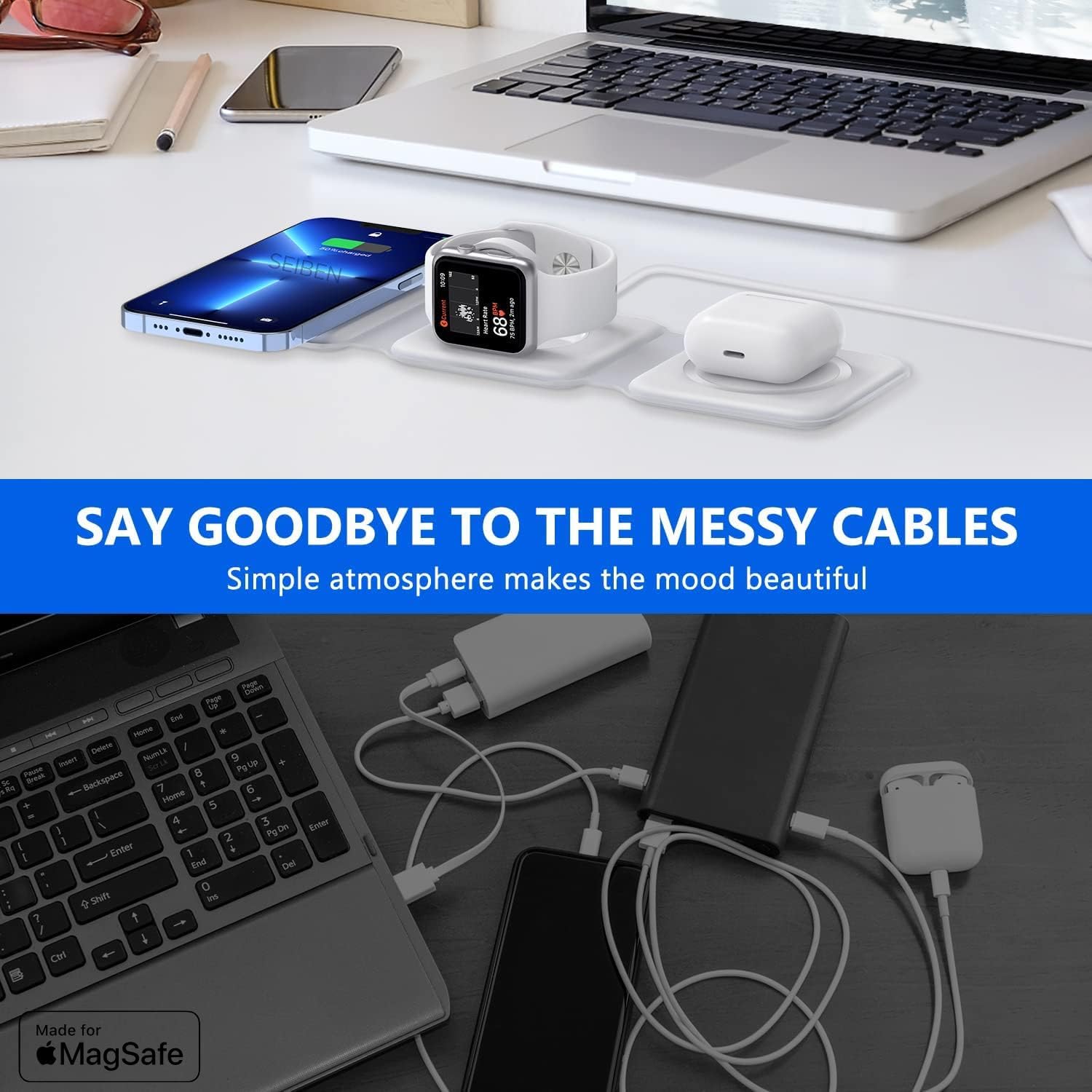 3 in 1 Magnetic Foldable Magsafe Wireless Charger- Nexioco